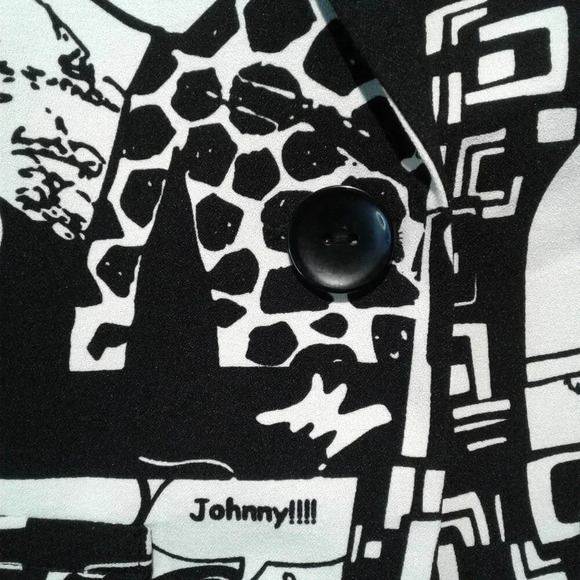 Women's Black & White Cartoon Print  Blazer by Linea Domani Size 4 - Picture 11 of 16